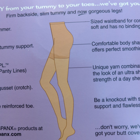 SPANX All the Way Nude1 Full Length Pantyhose Medium Control Size D Plus NEW - Picture 5 of 5